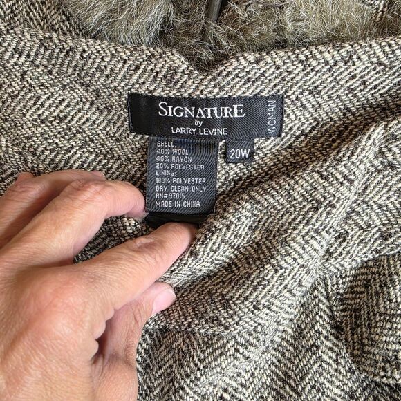 Vintage Style Signature By Larry Gray Texured Coat Set With Wide Legged Trousers - Picture 11 of 16